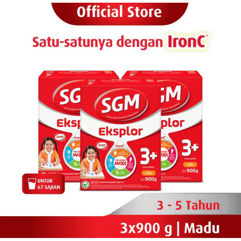 

Sm Eksplor 3+ Dengan IronC Susu Pertumbuhan Rasa Madu 900GR X 3