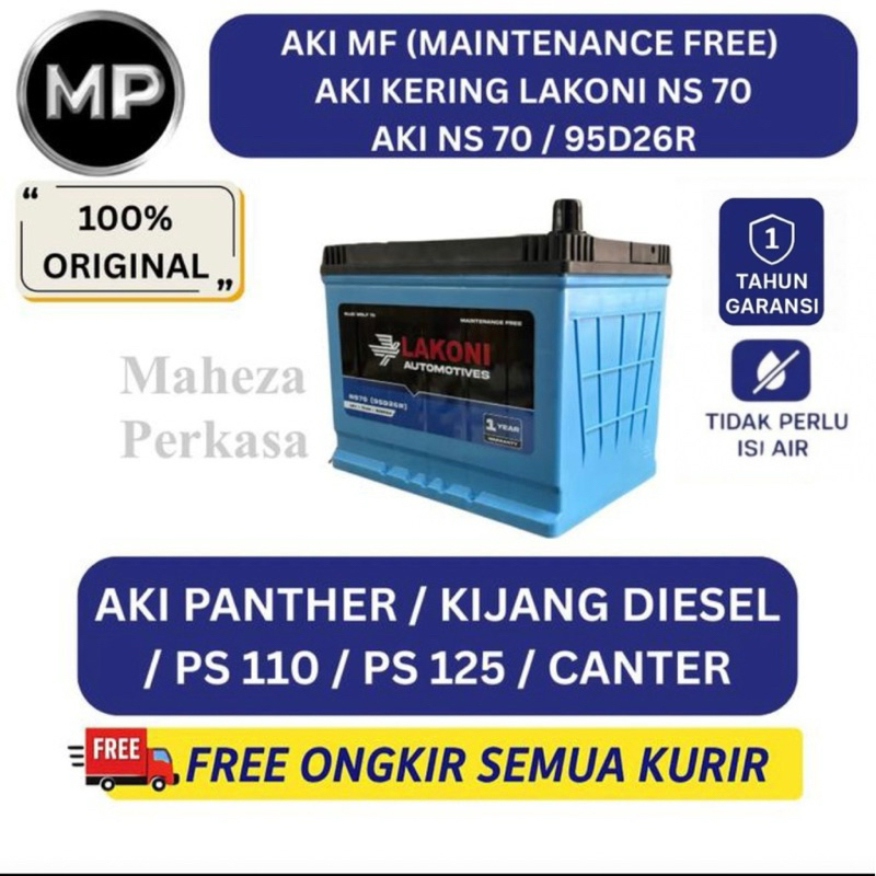 Accu NS70 / 95D26R / Aki Kering NS70 / Colt Diesel / Bison / Aki Kering