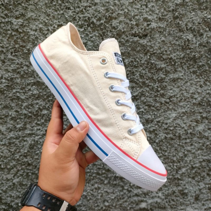 SEPATU PRIA UKURAN 45 46 BIG SIZE UKURAN JUMBO CREAM LIS BIRU MERAH