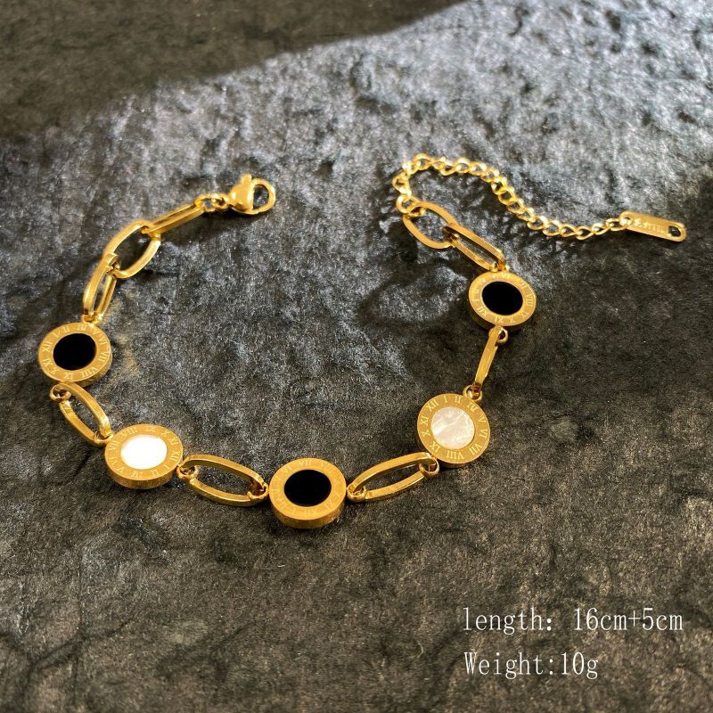 Y3 gelang bulat mata hitam putih titanium asli