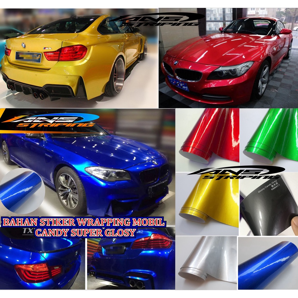 KODE A97W STIKER METALIK CANDY SUPER GLOSSY PANJANG 152CM  STIKER MOBIL MERAH GLOSY CANDY  GLOSSY CA