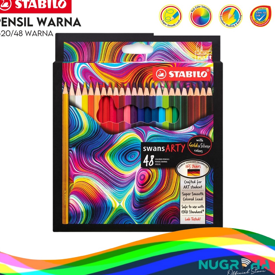 

KODE H63K Color Pencil Pensil Warna Stabilo Swans Arty 152 48 Warna Panjang