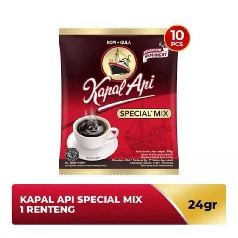

Kopi Kapal Api Special Mix 23gr Renceng ( Isi 10 pcs)