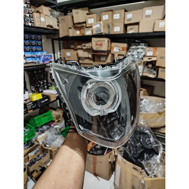 Kedok Reflektor Lampu Depan Verza 150 Old Custom Biled Ala Ala 4.5 Inchi