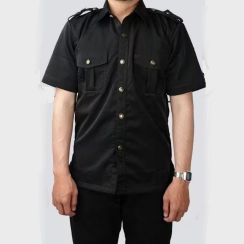 SERAGAM SAFARI PENDEK HITAM,SAFARI HITAM SATPAM SECURITY