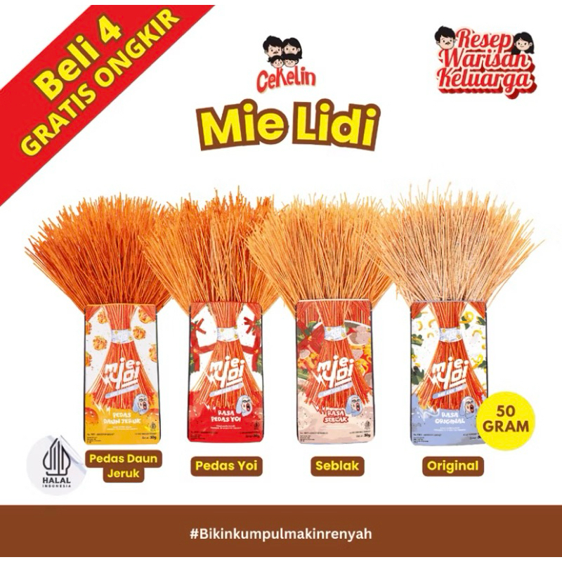 

CEKELIN SNACK Mie Lidi - Isi 50 gr
