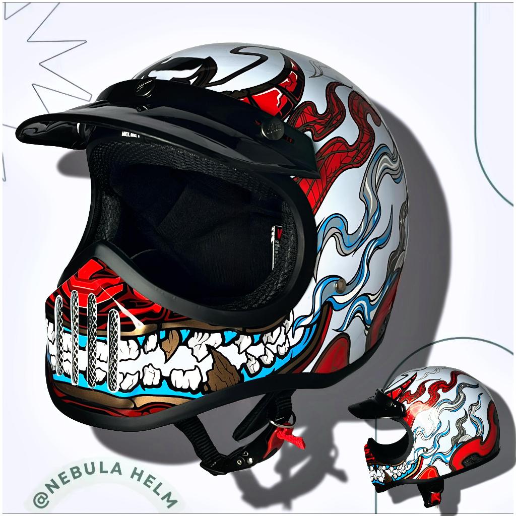 Helm JS CAKIL MOTIF DRAGON SNI/Helm Cross/Helm Sport/Helm Cakil/Helm Full Face