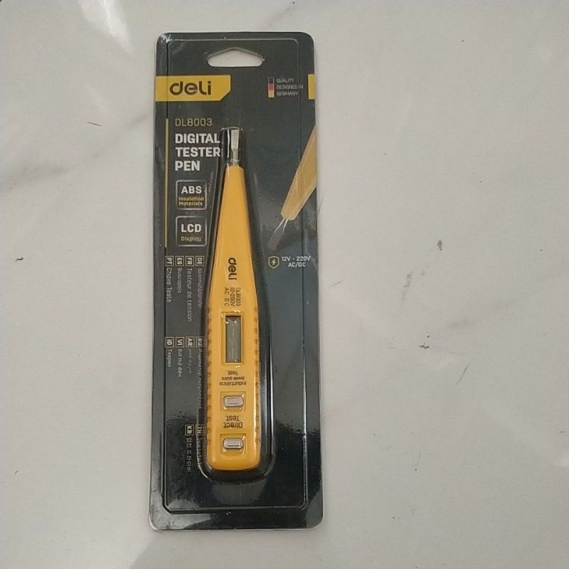 Deli Obeng Digital Test Pen Taspen Digital AC DC 12-250 Volt Taspen