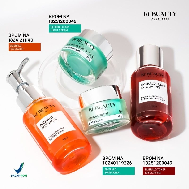 ECER TONER PAKET KF SKIN KLINIK NEW PACKING BPOM/BLEMISH GLOW SERIES 1/PAKET ECER DAY,NIGHT,SABUN,TO