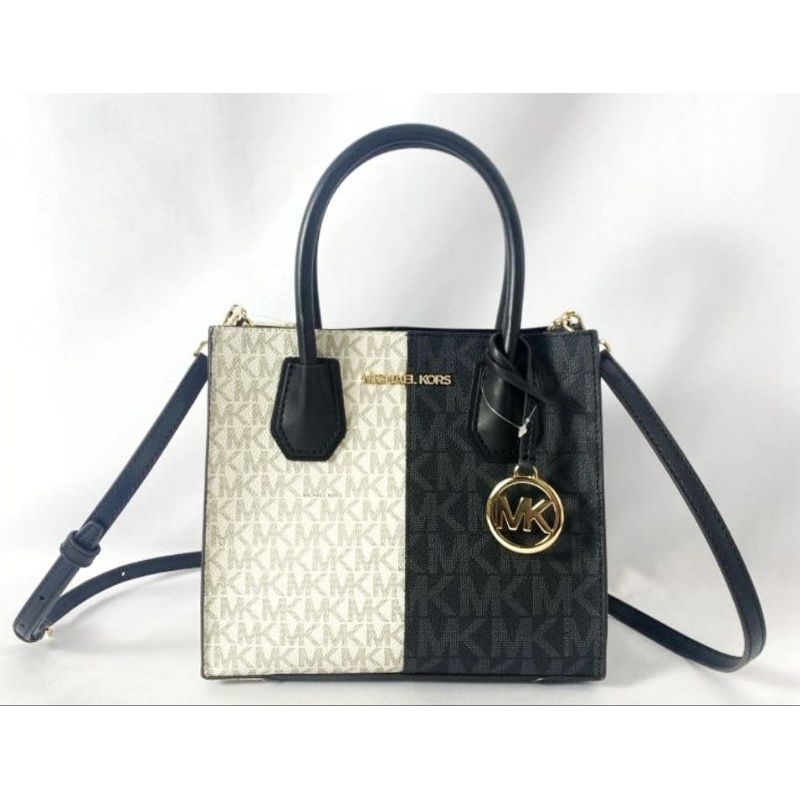 MK Signature Mercer Medium Two-Tone Crossbody Black Multi k