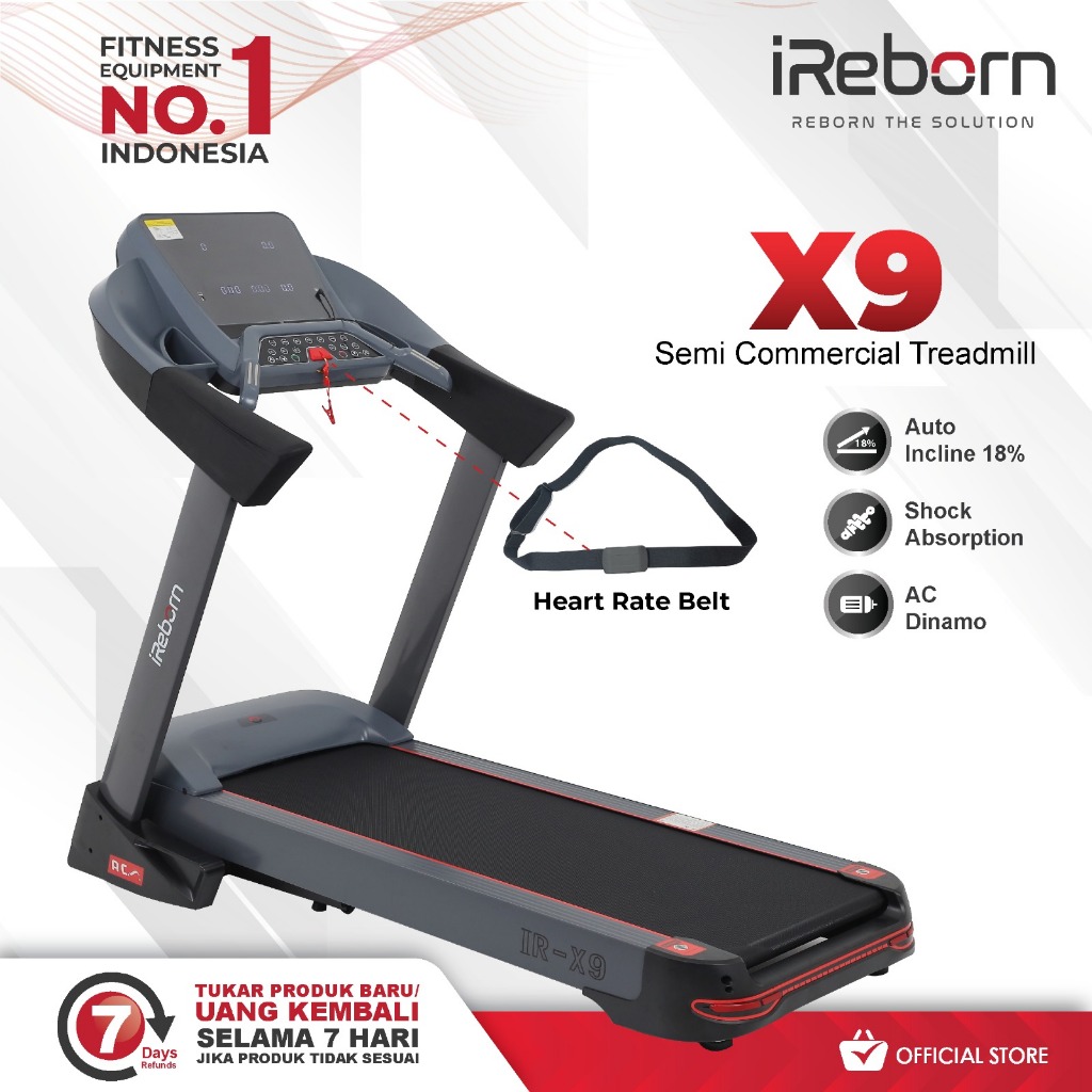 iReborn - Treadmill Elektrik Alat Fitness Commercial X9 (Official Shop)