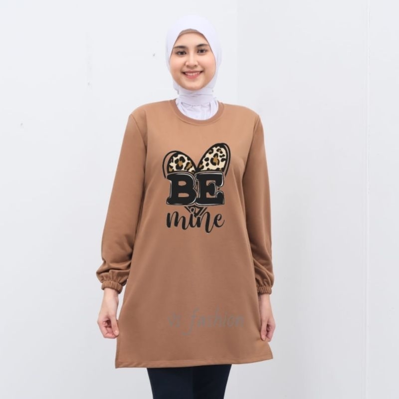 kaos tunik wanita/kaos tunik wanita lengan panjang murah motif BE LOVE