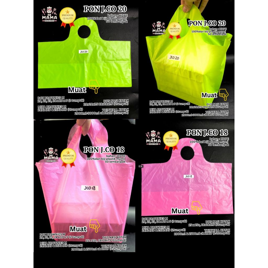 PLASTIK DUS MAKAN/BOX MAKAN/KANTONG PLASTIK HD DUS/KANTONG PLASTIK JCO/SHOPPING BAG DUS/JCO 18/JCO 2