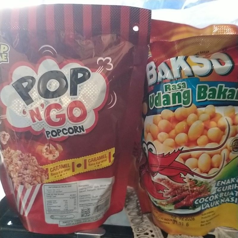 

Popcorn (pop'N'Go) dan pilus bakso