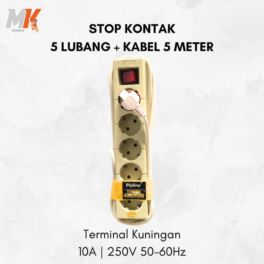 STOP KONTAK 5 LUBANG KABEL 5 METER PIOLINE