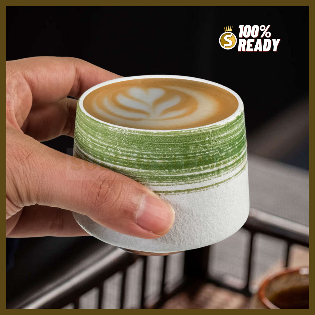 Cangkir Keramik Aesthetic 200ml /Mug Keramik Jepang Estetik / Gelas Kopi Teh Ocha / Cangkir Keramik