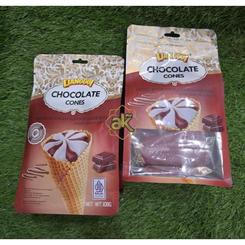 

CHOCOLATE WAFER CONES LIANGGUI / WAFER CONE COKLAT 108 gr Halal