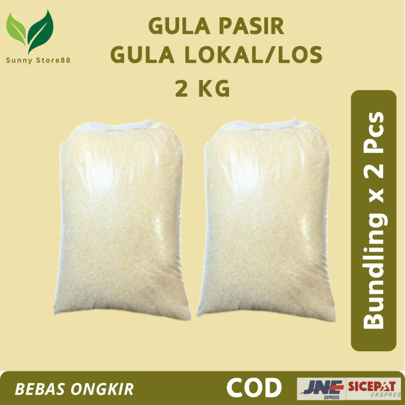 

2 kg Bundling Gula Pasir Lokal kemasan Repack / gula los asli 100%