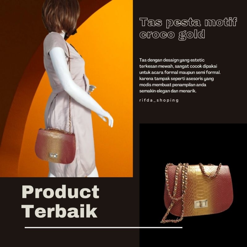 Tas pesta, sling bag, tas kulas embos motif ular, uk. Small, tas preloved