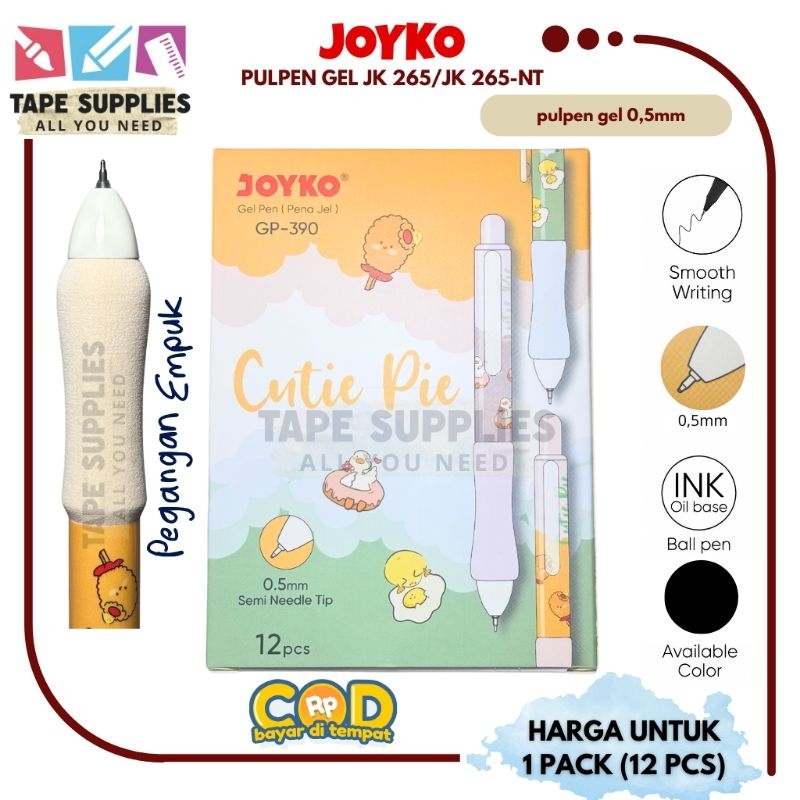 

4ds! Pulpen Joyko Gel Pen Pulpen Pena Joyko GP-390 0.5mm 1 Lusin (12 PCS)