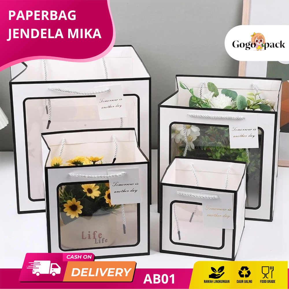 

Paper Bag Jendela Mika / Paper Bag Gift Kemasan Hadiah / Paper bag kado Ulang tahun / Paper Bag / Hampers bag / Gift Bag/ Paper bag Kado Hampers / Paperbag Motif Tebal / Ukuran Besar Paperbag Ivory 25X25X25 /Paper bag Gift Box Set Hampers 20X20X20 / AB01