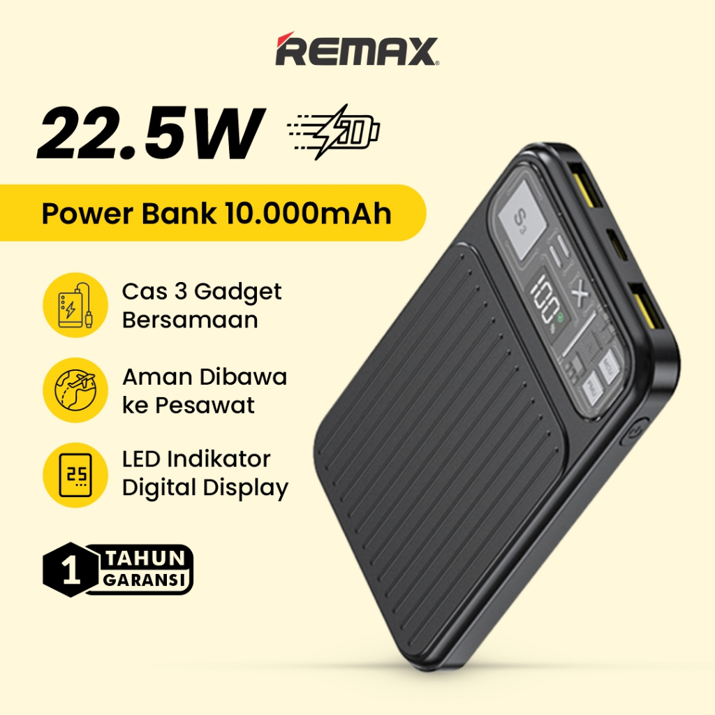 Powerbank Remax Power Bank 10000Mah 22.5W+20W With Led Display RPP-128 Jaminan Ori