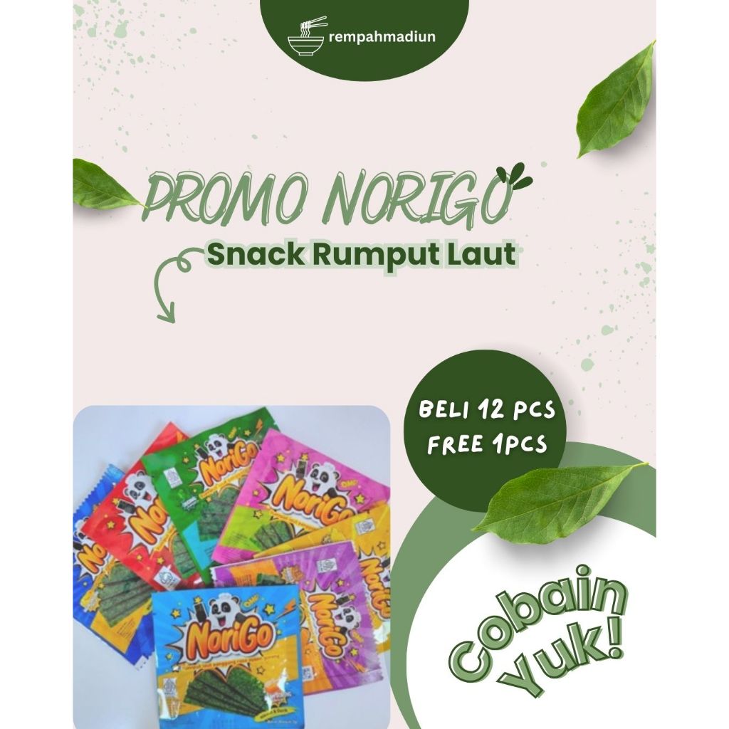 

[Halal] Norigo Cemilan (1 BOX ISI 12 PCS) | Nori Rumput Laut