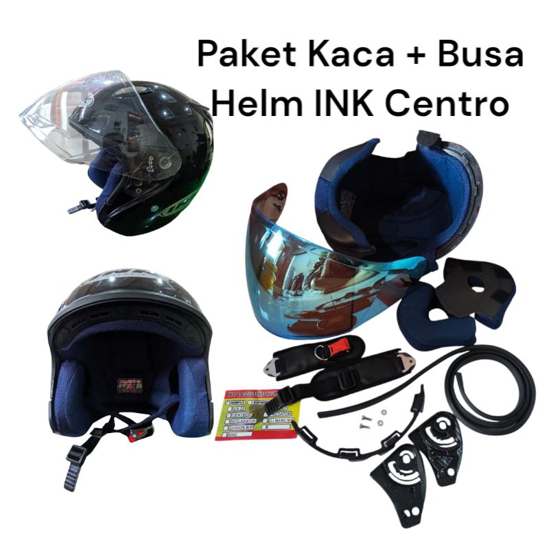 Paket Kaca Helm Busa spon ink centro + Lis karet pinggir INK Centro