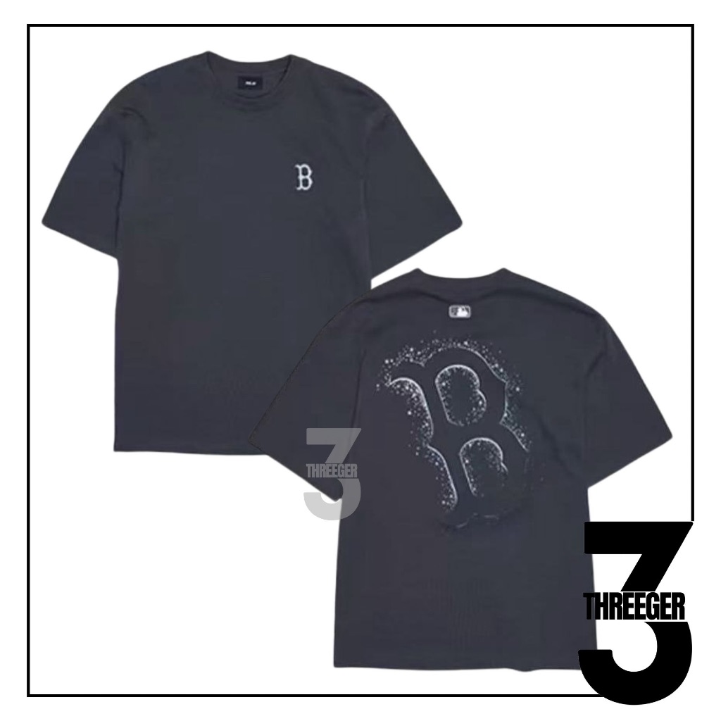 MLB B Boston Star Big Logo Tee Black Original / Kaos MLB Original