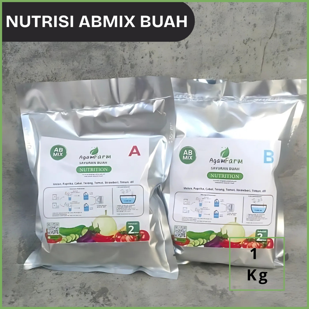 AB Mix 2 Liter Serbuk Pupuk Hidroponik Sayuran Buah / Nutrisi Ab Mix Sayuran Buah 1 kg