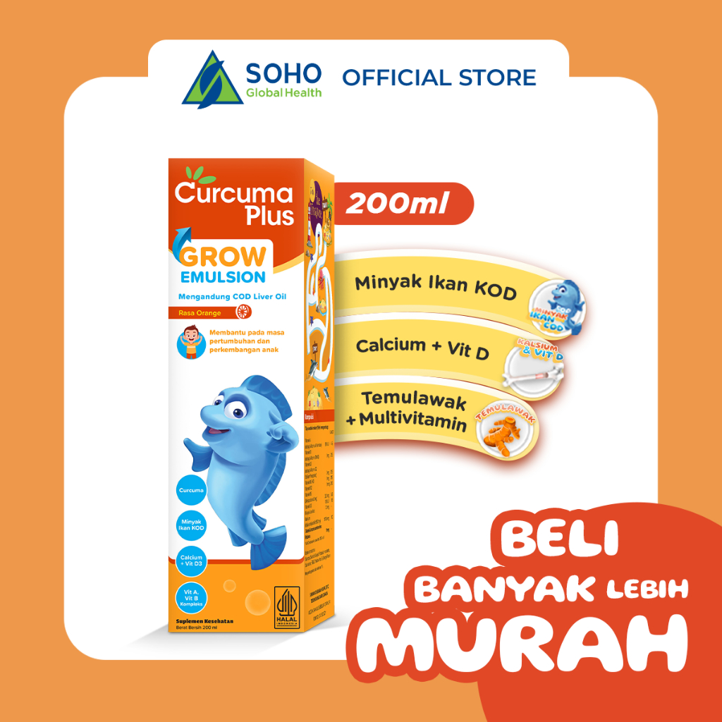Curcuma Plus Grow Emulsion Suplemen/Vitamin Anak Untuk Pertumbuhan dan Nafsu Makan Anak Rasa Jeruk 2