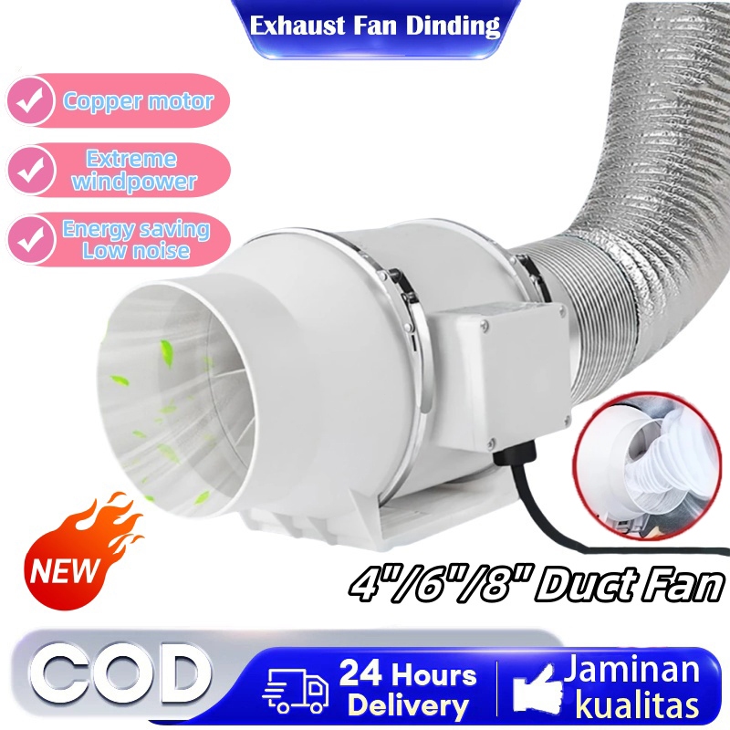 4"6"8" Kipas Angin Buang Diam exhaust fan dinding Sebaris Blower Blower Ventilasi Ventilasi