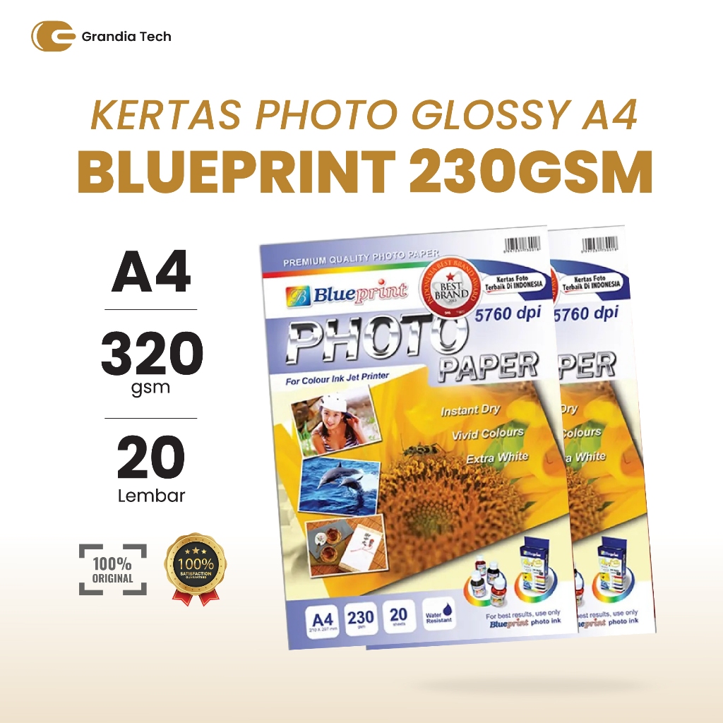 

Kertas Photo Glossy A4 Blueprint 230GSM
