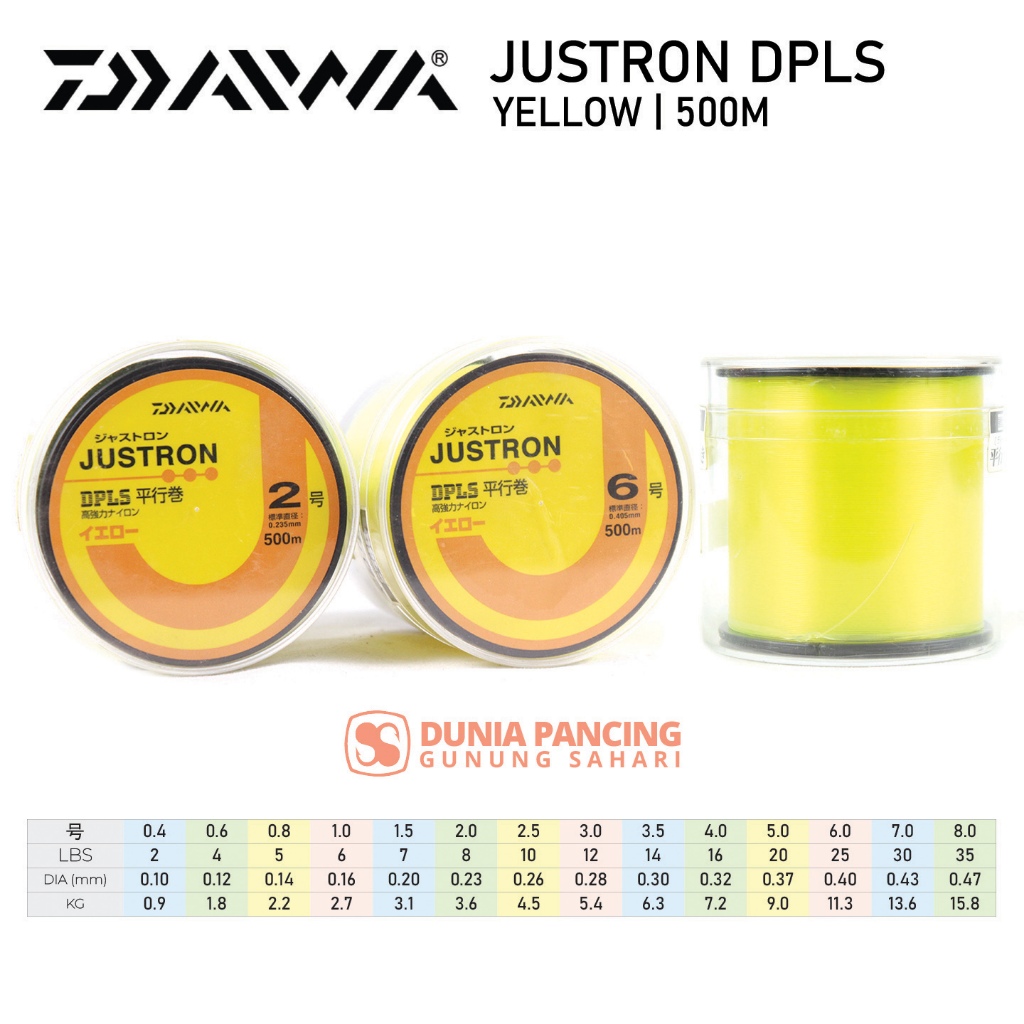 Senar Daiwa Justron Nylon Yellow Pilih Ukuran | 2 -2.5