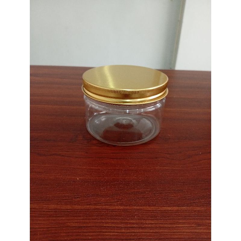Toples tabung plastik 300 ml tutup aluminium gold emas