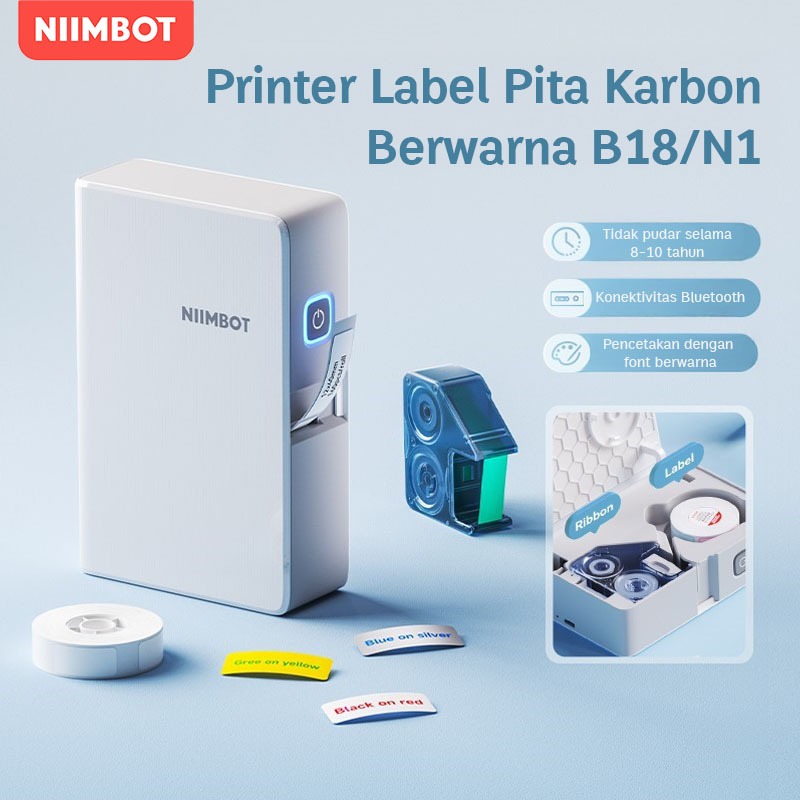 

NIIMBOT N1/B18 Pembuat Label , Printer Label Bluetooth Portabel Mendukung Pencetakan Warna