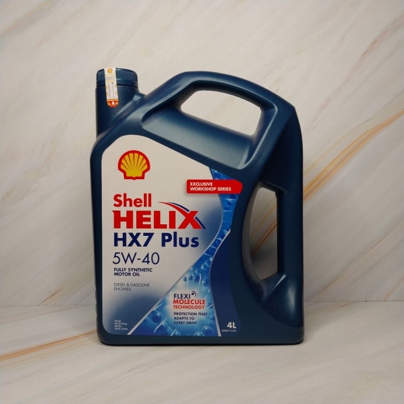 NEW OLI SHELL HELIX OIL MESIN MOBIL HX7 PLUS SAE 5W-40 4L 4 LITER BENSIN
