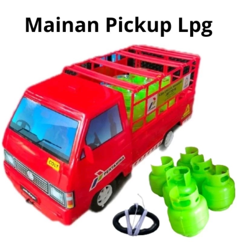 PGTOYS Mainan Anak Mobil Pick Up L300 Pertamina Pengangkut LPG Miniatur Tabung Gas 3Kg DT13 ND5