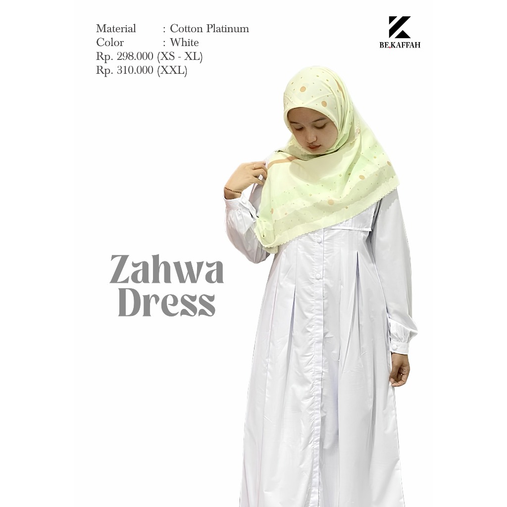 ZAHWA DRESS BY BE KAFFAH/ GAMIS HITAM POLOS/ GAMIS PUTIH POLOS/ GAMIS REMAJA/ GAMIS POLOS/ GAMIS KAT