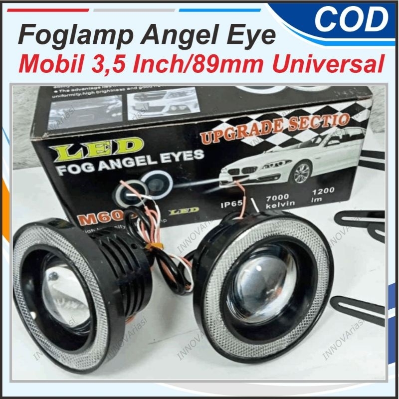 LAMPU FOG LAMP MOBIL ANGEL EYES  PROJI LED ALA DEVIL TEMBAK PROJEKTOR +  89 MM 89MM AVANZA XENIA JAZ