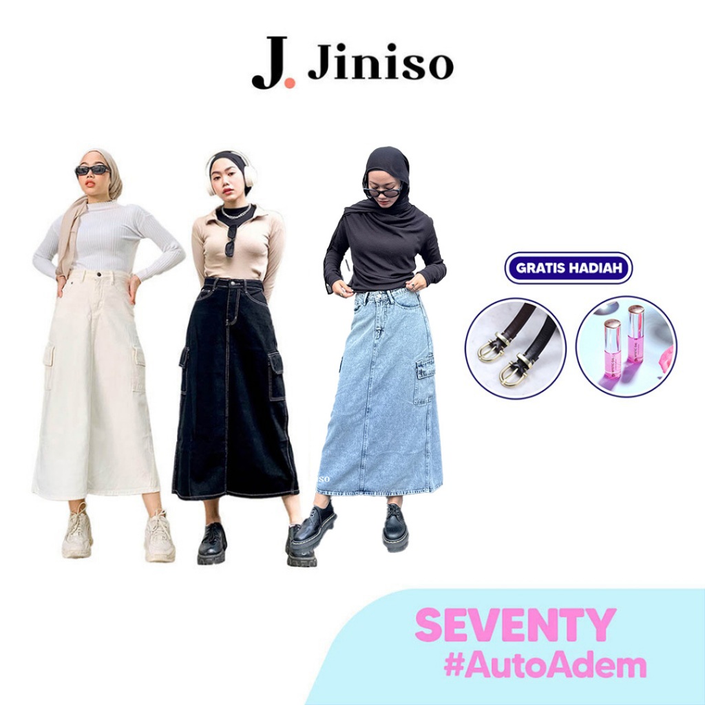[GRATIS HADIAH] JINISO - Highwaist Rok Cargo Seventy Jeans Panjang