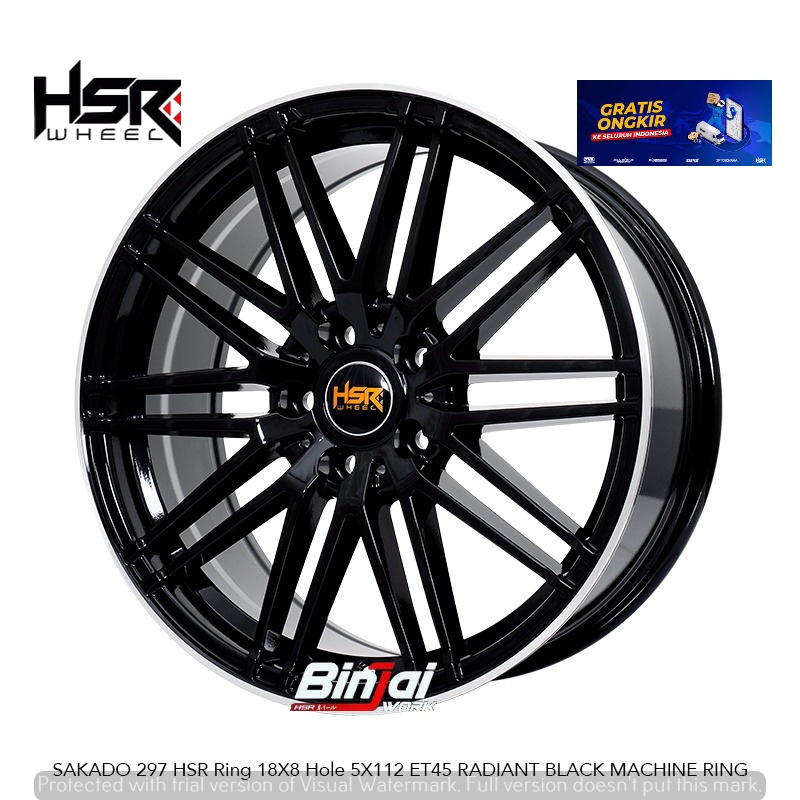 HSR Wheel Radis Hitam Machine Sakado 297 HSR Ring 18 mobil mercedes bens camry outlander - velg mobi