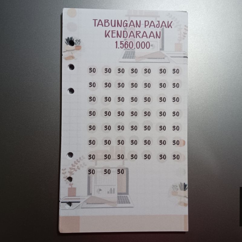 

Tabungan Pajak Kendaraan Kertas Binder A6