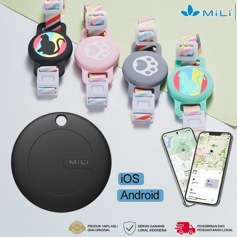 Mili Smart Gps Pet Tracker Air Tag Anjing / Kucing, Kalung Alat Pelacak Keberadaan, Ponsel iOS / And