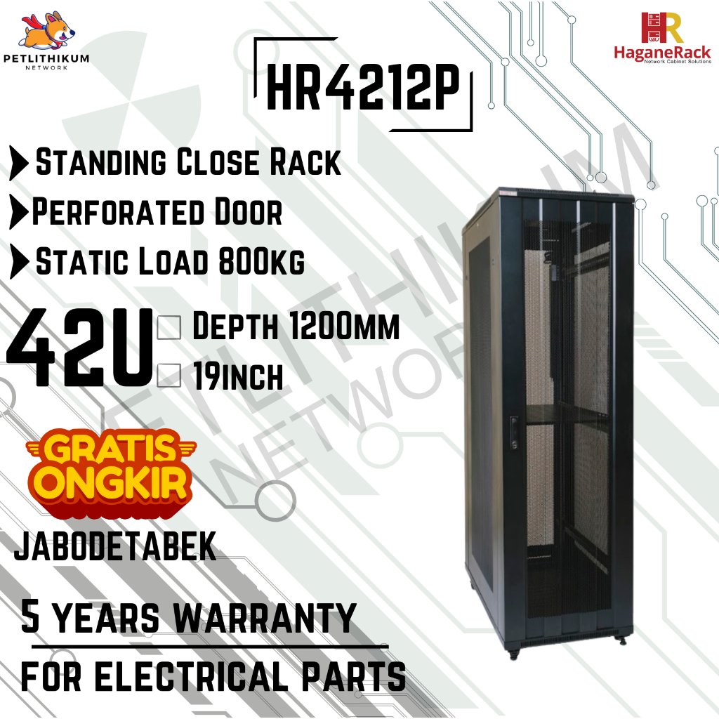 CLOSE RACK HAGANERACK 42U DEPTH 1200MM HR4212P PERFORATED DOOR RAK SERVER