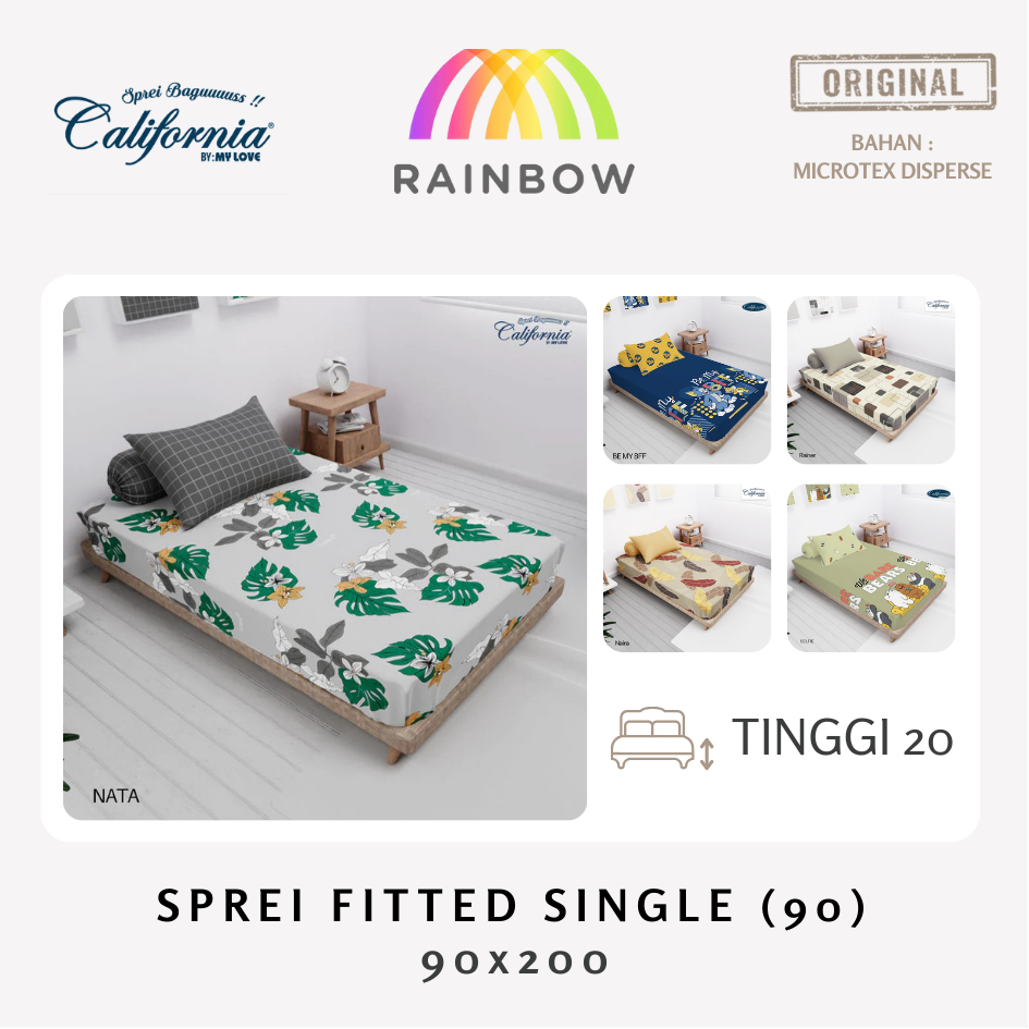 California - Sprei FITTED Single 90 (90x200) OFFICIAL Terlaris pilihan