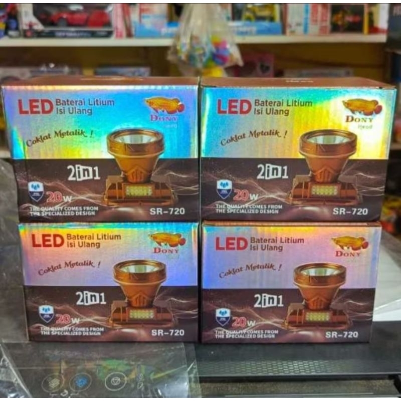 Senter Kepala Dony SR 720 Original 20 Watt 2in1 Coklat Metalik
