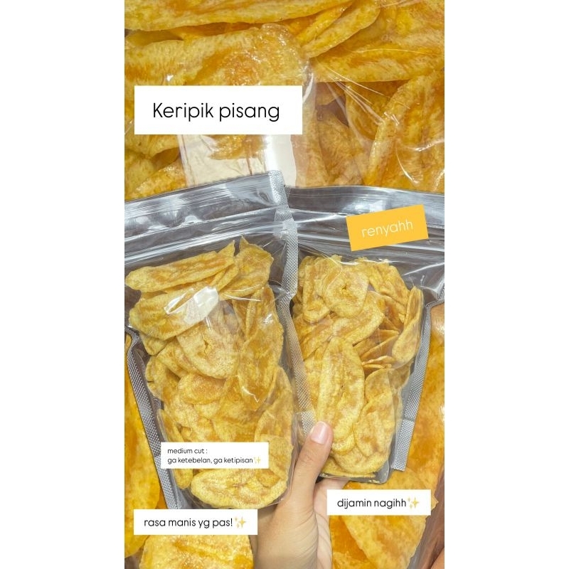 

Keripik pisang renyah / keripik pisang manis / cemilan kekinian / banana chips