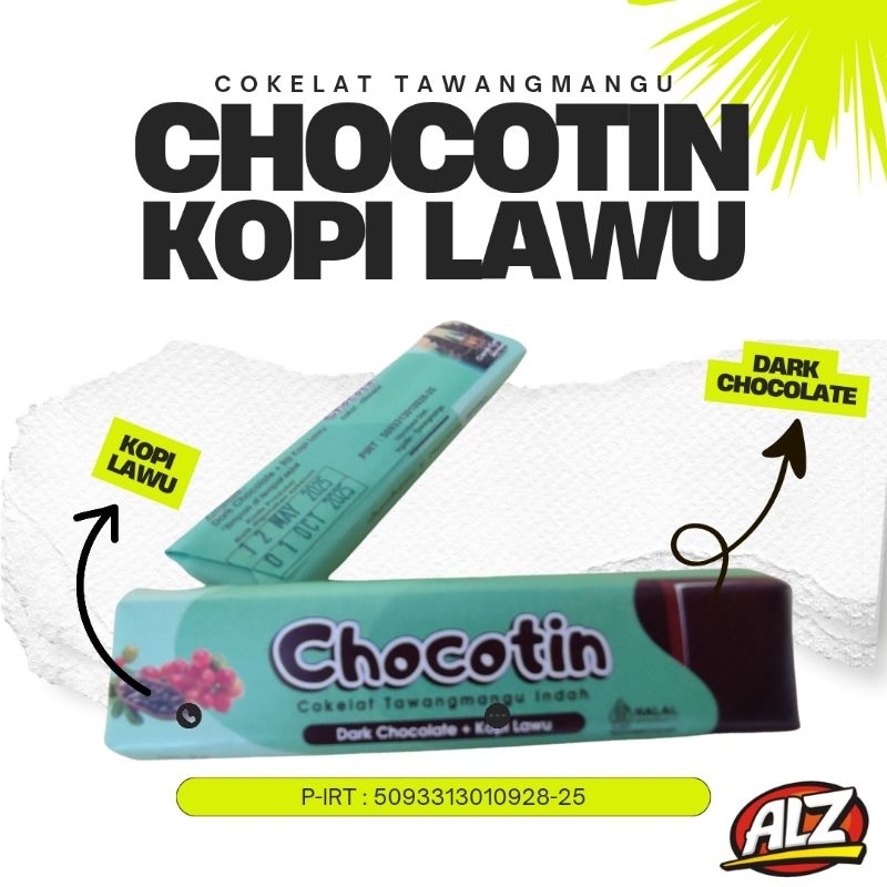 

Chocotin Kopi Lawu Dark Chocolate mix Kopi Lawu 35 Gram Oleh Oleh Khas Tawangmangu