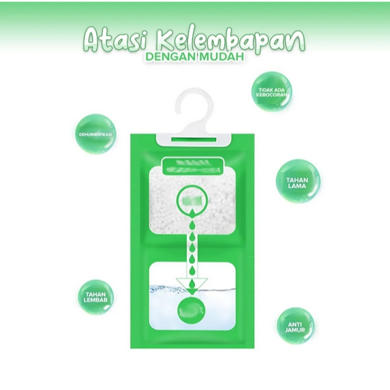 Kantong Penyerap Lembab 80 Gr Anti Jamur Dan Bau untuk Lemari Pakaian Rak Sepatu Rak Tas